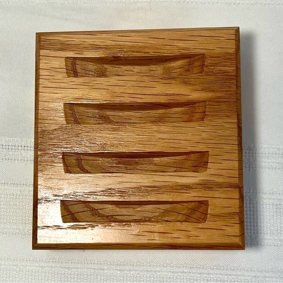 NASCAR Brickyard 400 August 1995 Stoneware Coasters Set of 4 Oak Rack EUC - Picture 7 of 8